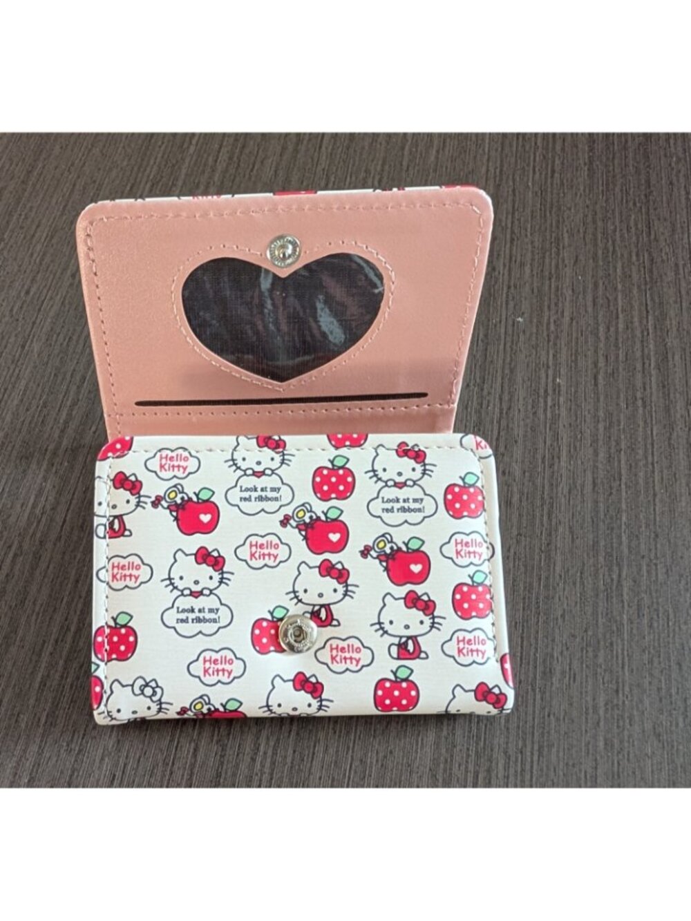 Hello Kitty Strawberry Trifold Wallet Pink Slim Compact Small Purse Girls Women - Picture 3 of 3
